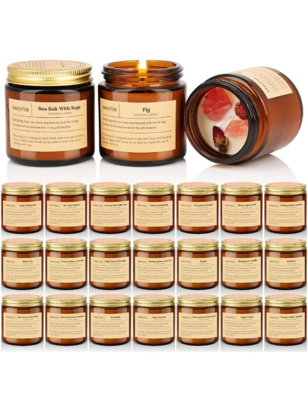 24 Pack Aromatherapy Scented Candles - Long Lasting Soy Wax Gifts for All